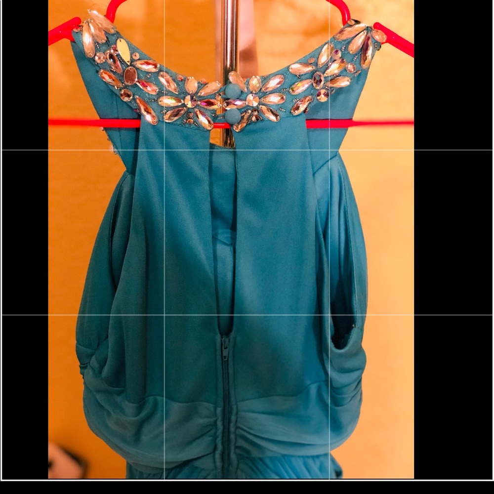 Long aqua prom dress - Picture 4 of 5